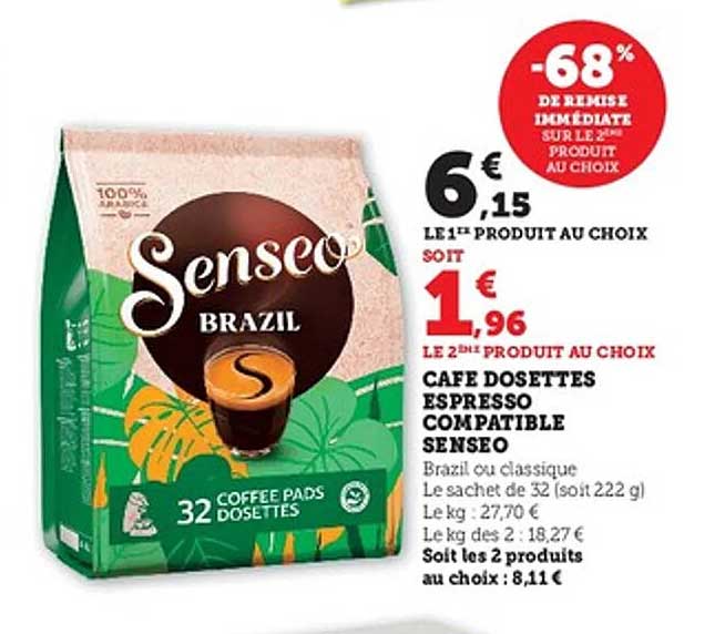 CAFE DOSSETTES ESPRESSO COMPATIBLE SENSEO