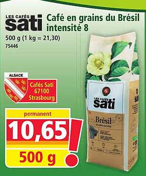 Café en grains du Brésil intensité 8