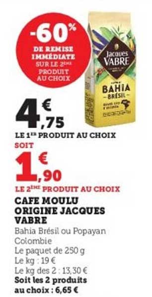 CAFÉ MOULU ORIGINE JACQUES VABRE