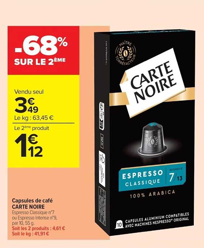 Capsules de café CARTE NOIRE