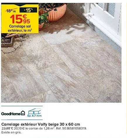 Carrelage extérieur Volfy beige 30 x 60 cm