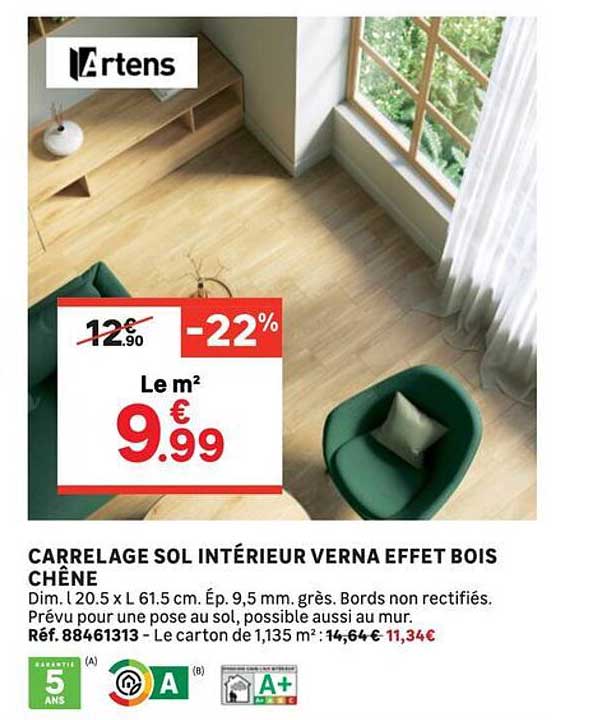 CARRELAGE SOL INTÉRIEUR VERNA EFFET BOIS CHÊNE