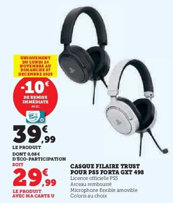 CASQUE FILAIRE TRUST POUR PS5 FORTA GXT 498