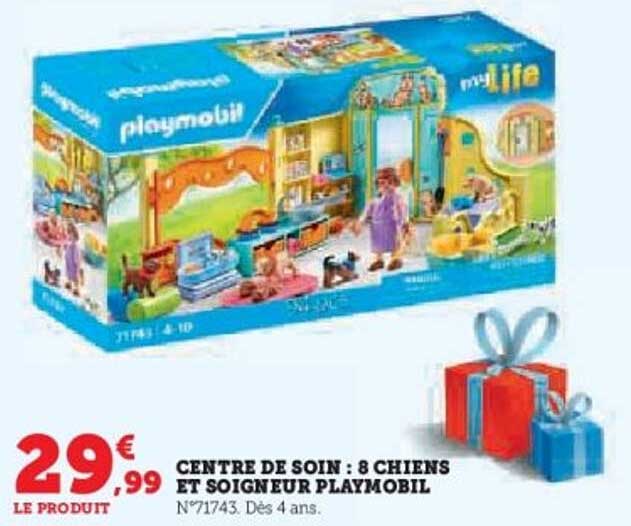 CENTRE DE SOIN : 8 CHIENS ET SOIGNEUR PLAYMOBIL