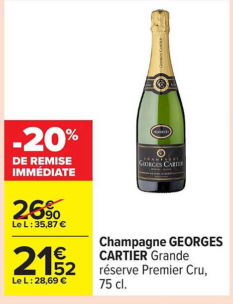 Champagne GEORGES CARTIER Grande réserve Premier Cru, 75 cl.
