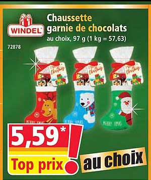 Chaussette garnie de chocolats