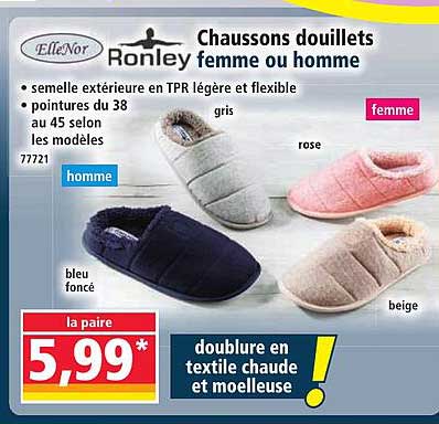 Chaussons douillets femme ou homme