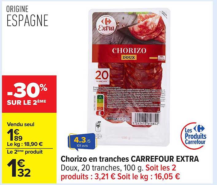 Chorizo en tranches CARREFOUR EXTRA