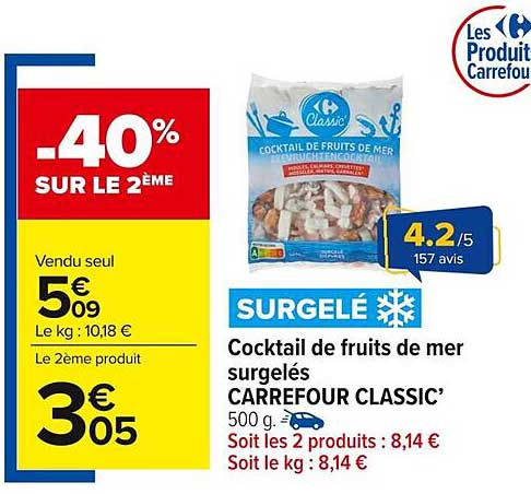 Cocktail de fruits de mer surgelés CARREFOUR CLASSIC