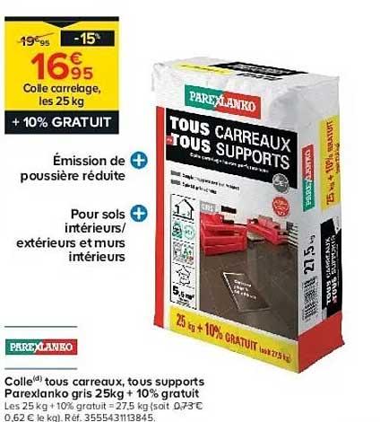 Colle carrelage, les 25 kg