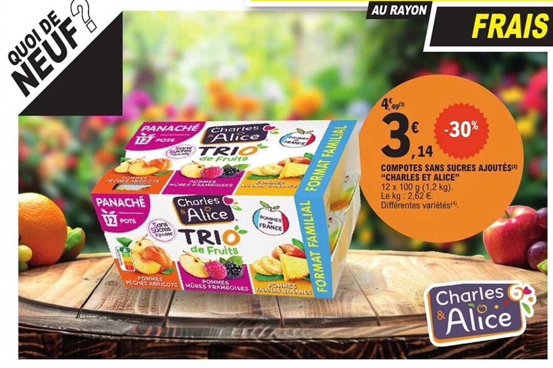 COMPOTES SANS SUCRES AJOUTÉS "CHARLES ET ALICE"