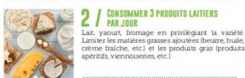Consommer 3 produits laitiers par jour
