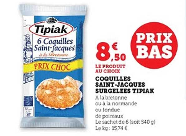 Coquilles Saint-Jacques surgelées Tipiak