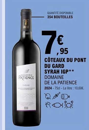 CÔTEAUX DU PONT DU GARD SYRAH IGP** DOMAINE DE LA PATIENCE