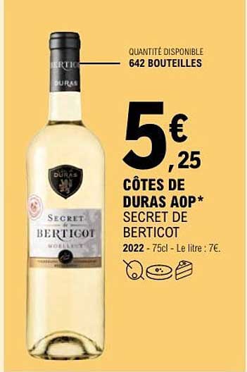 CÔTES DE DURAS AOP* SECRET DE BERTICOT