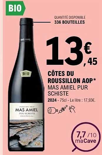 CÔTES DU ROUSSILLON AOP* MAS AMIEL PUR SCHISTE
