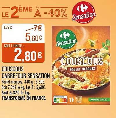 Couscous Carrefour Sensation - 2ème à -40%