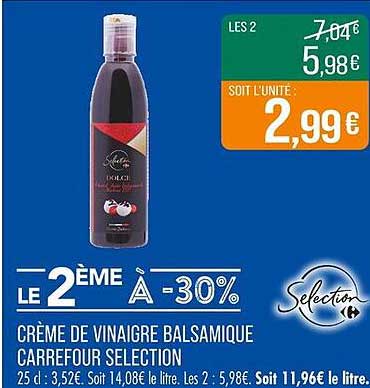 CRÈME DE VINAIGRE BALSAMIQUE CARREFOUR SELECTION
