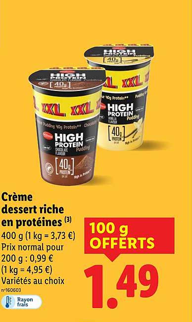 Crème dessert riche en protéines