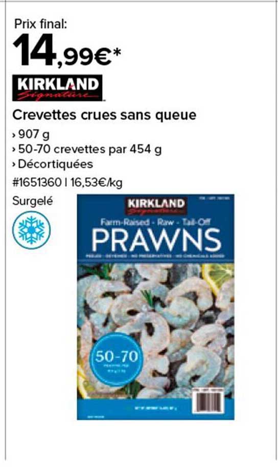 Crevettes crues sans queue