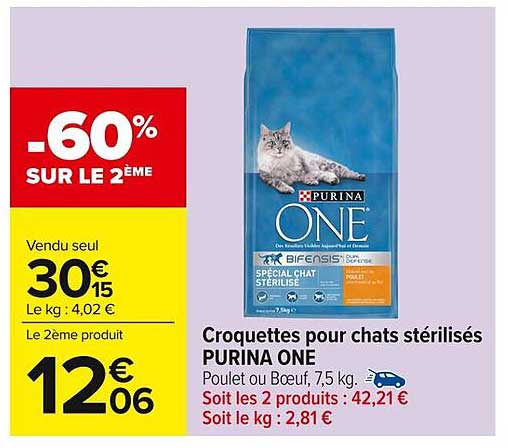 Croquettes pour chats stérilisés PURINA ONE