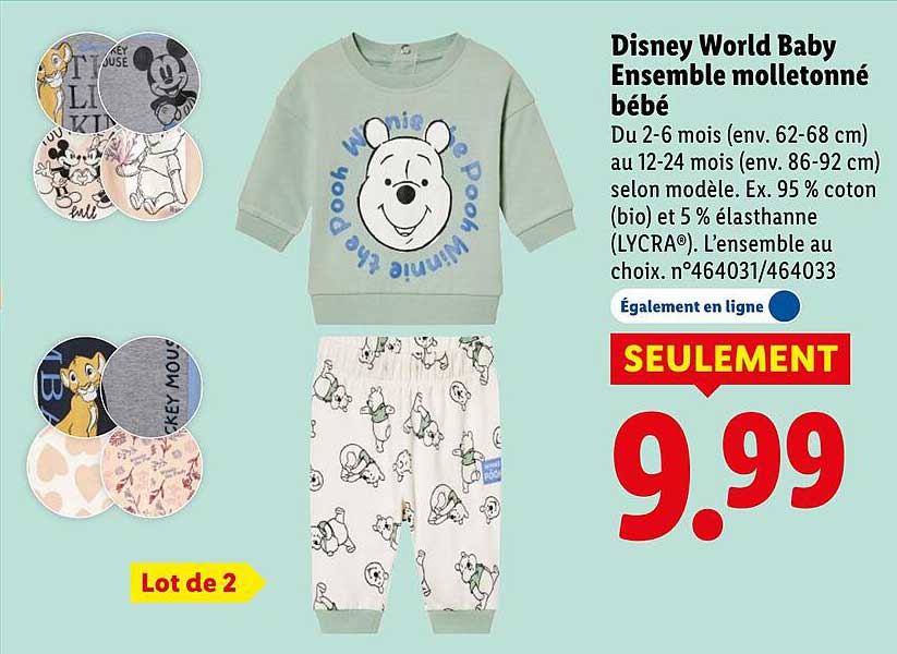 Disney World Baby Ensemble molletonné bébé