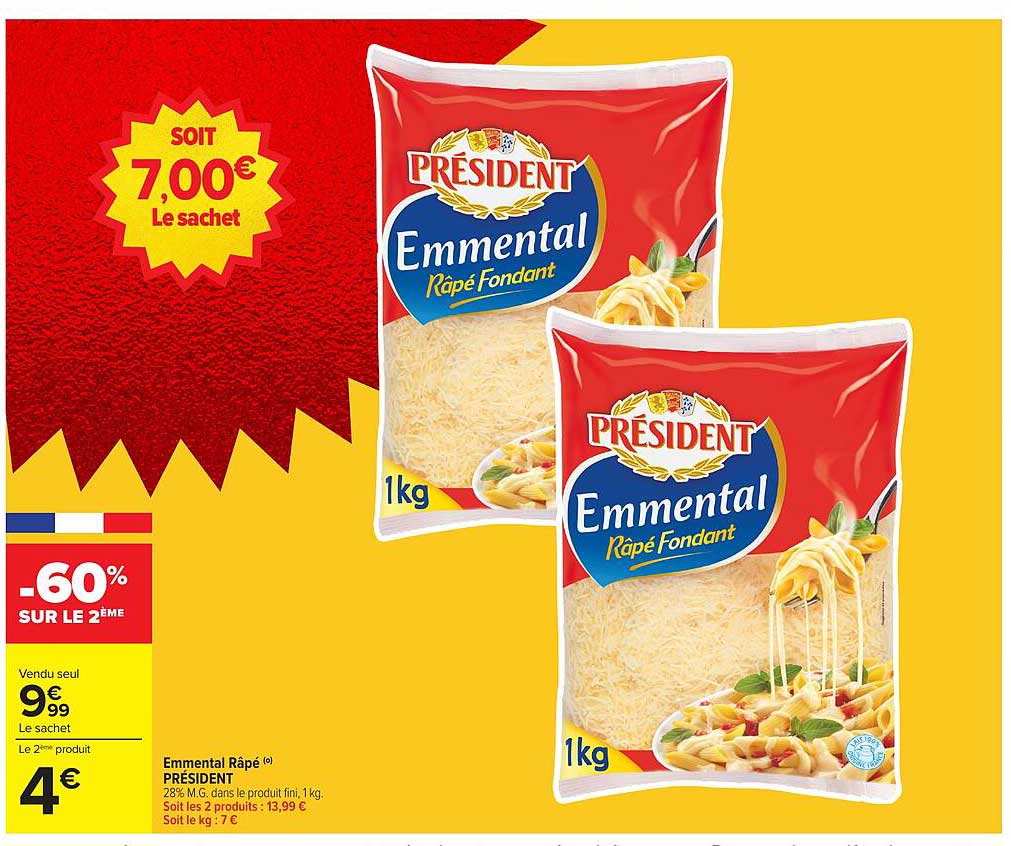 Emmental Râpé® PRESIDENT 1kg