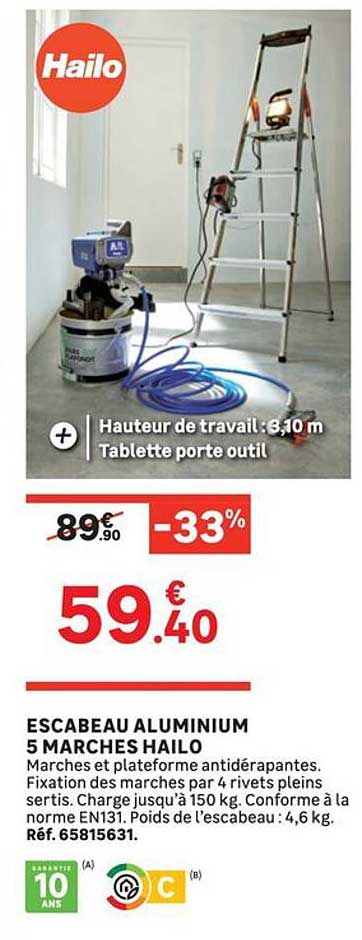 ESCABEAU ALUMINIUM 5 MARCHES HAILO