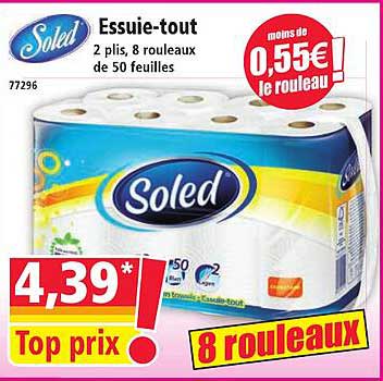 Essuie-tout Soled - 8 rouleaux de 50 feuilles