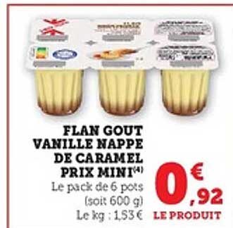 FLAN GOUT VANILLE NAPPE DE CARAMEL PRIX MINI