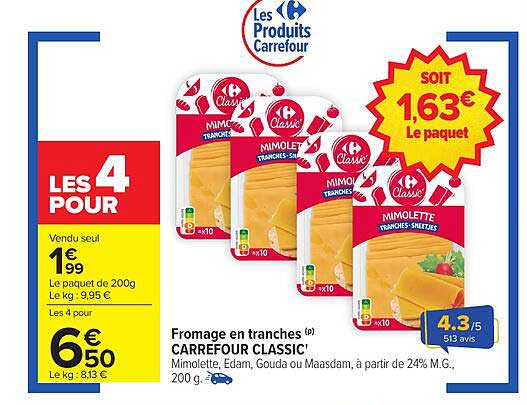 Fromage en tranches CARREFOUR CLASSIC'