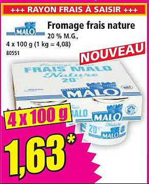 Fromage frais nature 20 % M.G.