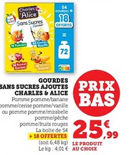 GOURDES SANS SUCRES AJOUTES CHARLES & ALICE