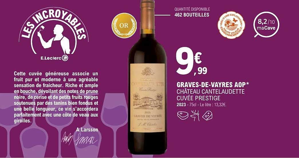 GRAVES-DE-VAYRES AOP* CHÂTEAU CANTELAUDETTE CUVÉE PRESTIGE