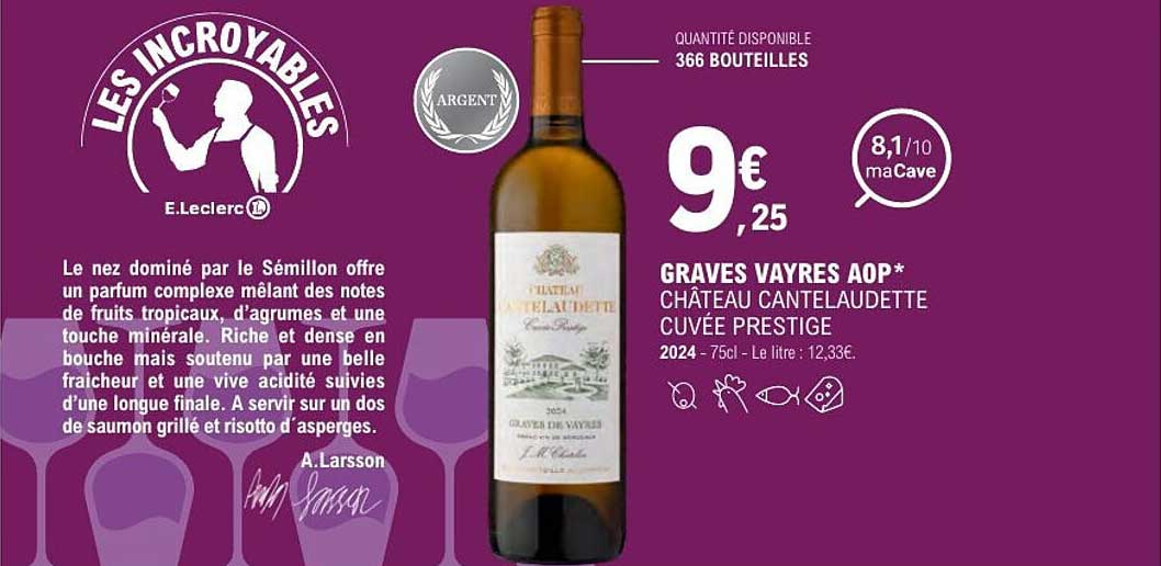 GRAVES VAYRES AOP* CHÂTEAU CANTELAUDTTE CUVÉE PRESTIGE