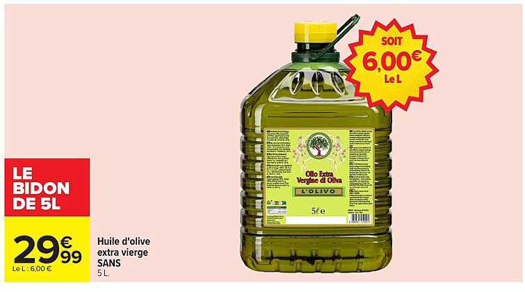 Huile d'olive extra vierge SANS 5L
