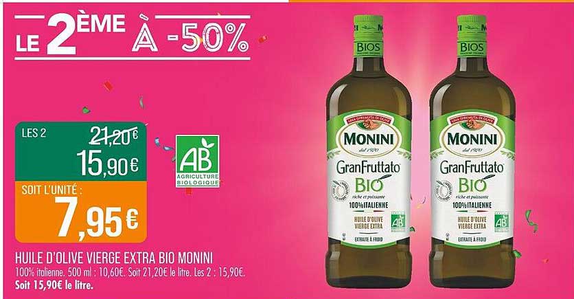 HUILE D'OLIVE VIERGE EXTRA BIO MONINI