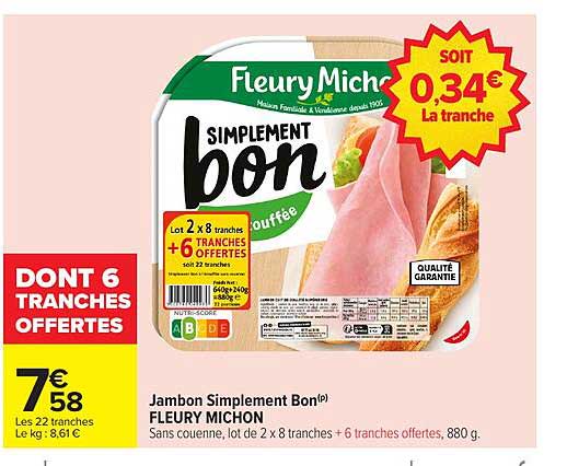Jambon Simplement Bon Fleury Michon