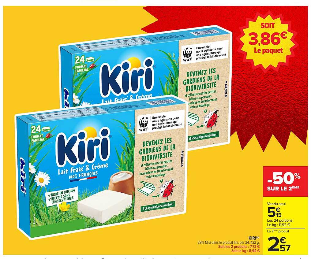 Kiri Lait Frais & Crème 100% Français