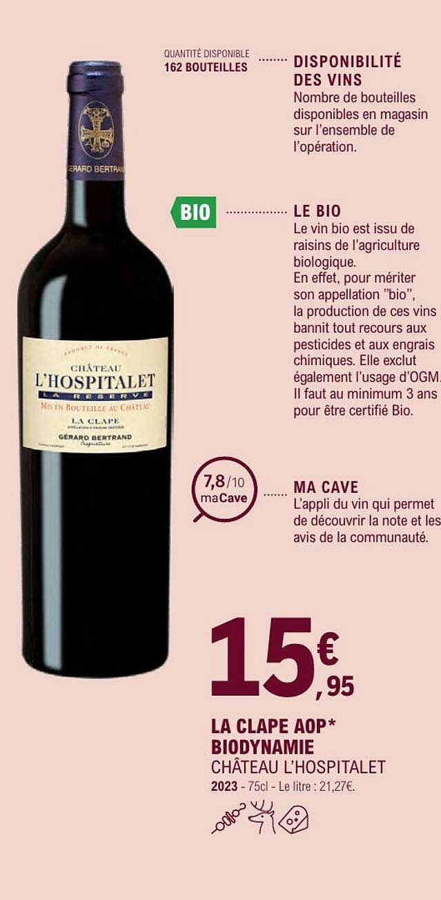 LA CLAPE AOP* BIODYNAMIE CHÂTEAU L'HOSPITALET
