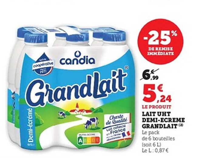LAIT UHT DEMI-ECREME GRANDLAIT