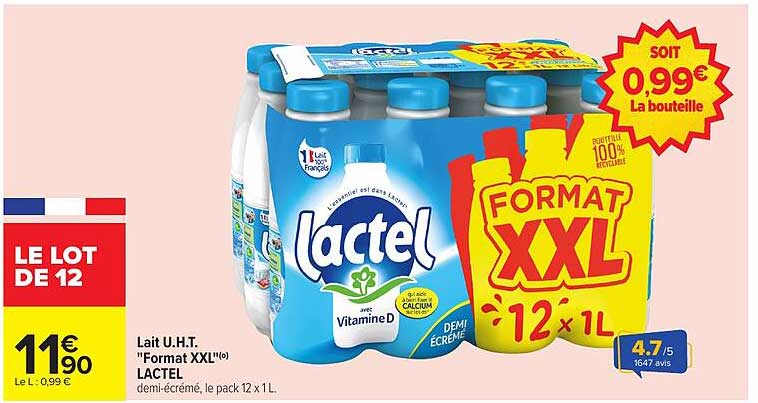 Lait U.H.T. "Format XXL"(™) LACTEL