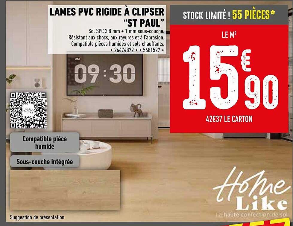 LAMES PVC RIGIDE À CLIPSER "ST PAUL"