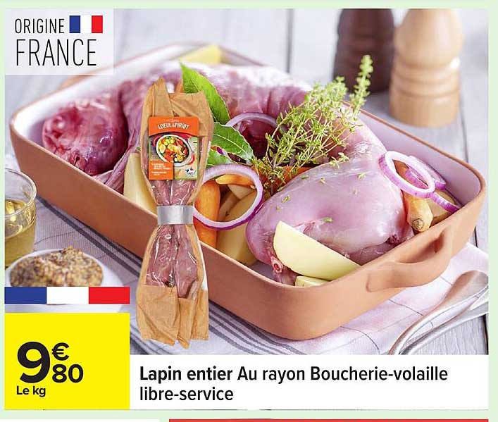 Lapin entier Au rayon Boucherie-volaille libre-service