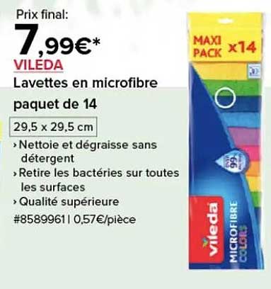 Lavettes en microfibre paquet de 14