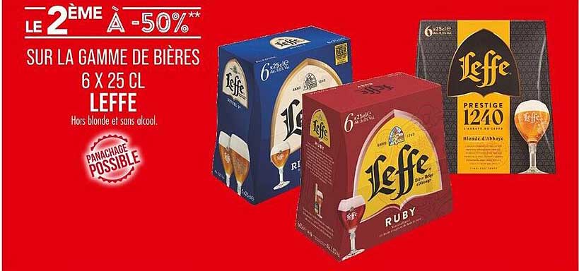 LE 2 ÈME À -50% SUR LA GAMME DE BIÈRES 6 X 25 CL LEFFE