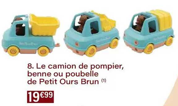 Le camion de pompier, benne ou poubelle de Petit Our Brun