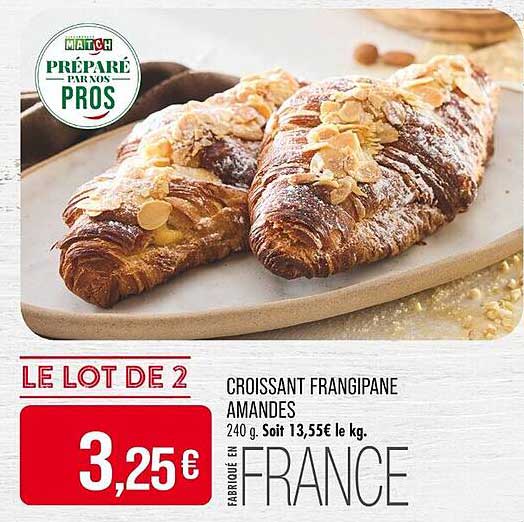 LE LOT DE 2 CROISSANT FRANGIPANE AMANDES