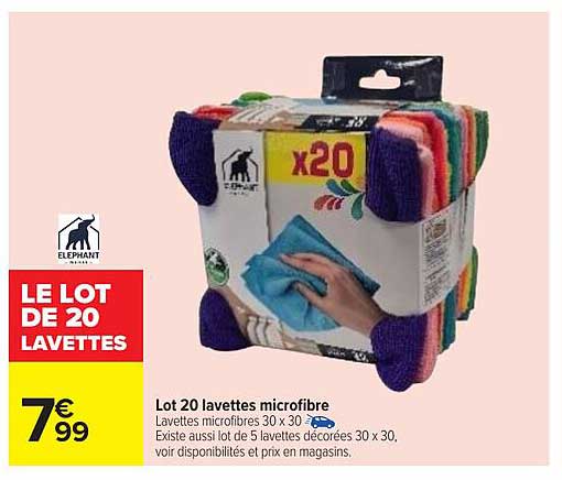 LE LOT DE 20 LAVETTES