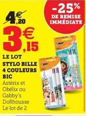 LE LOT STYLO BILLE 4 COULEURS BIC